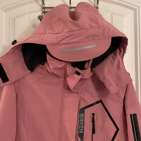 Suokeni Women's S Waterproof Ski Jacket Warm Removable Hood Pink jacket. NWOT - Picture 10 of 13
